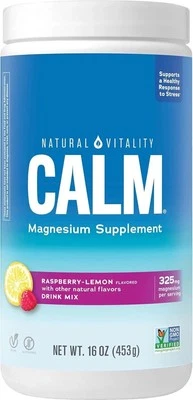 Suplemento de magnesio Natural Vitality CALM mezcla frambuesa limón 16 oz Foto 1 de 2