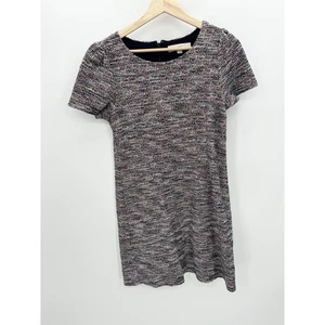 LOFT Kleid Damen 4 schwarz weiß Tweed Kurzarm Reißverschluss hinten Baumwollmischung Mini - Bild 1 von 8