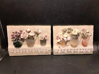 Azulejos de pared florales estilo francés 3D de resina Cheri Blum decoración firmados de colección Foto 1 de 4