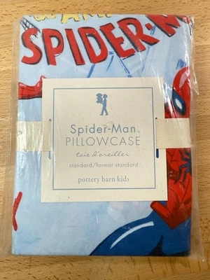 Funda de almohada estándar de algodón Spider Man Marvel Pottery Barn para niños 2010 nueva en paquete Foto 1 de 3