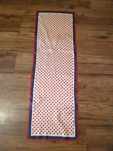 VERA NEUMANN Vintage WHITE RED BLUE LINES RED CIRCLES Acetate SCARF - 1960's - Picture 1 of 3