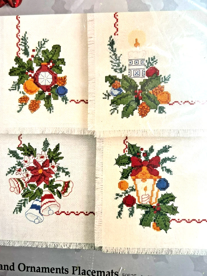 Something Special Candles Ornaments Placemats Counted Cross Kit 50525 Set 4 Seal