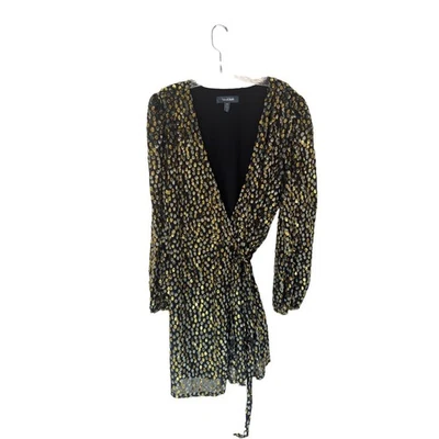 Vestido envolvente Modcloth negro dorado metálico Navidad vacaciones Año Nuevo talla XL Foto 1 de 4