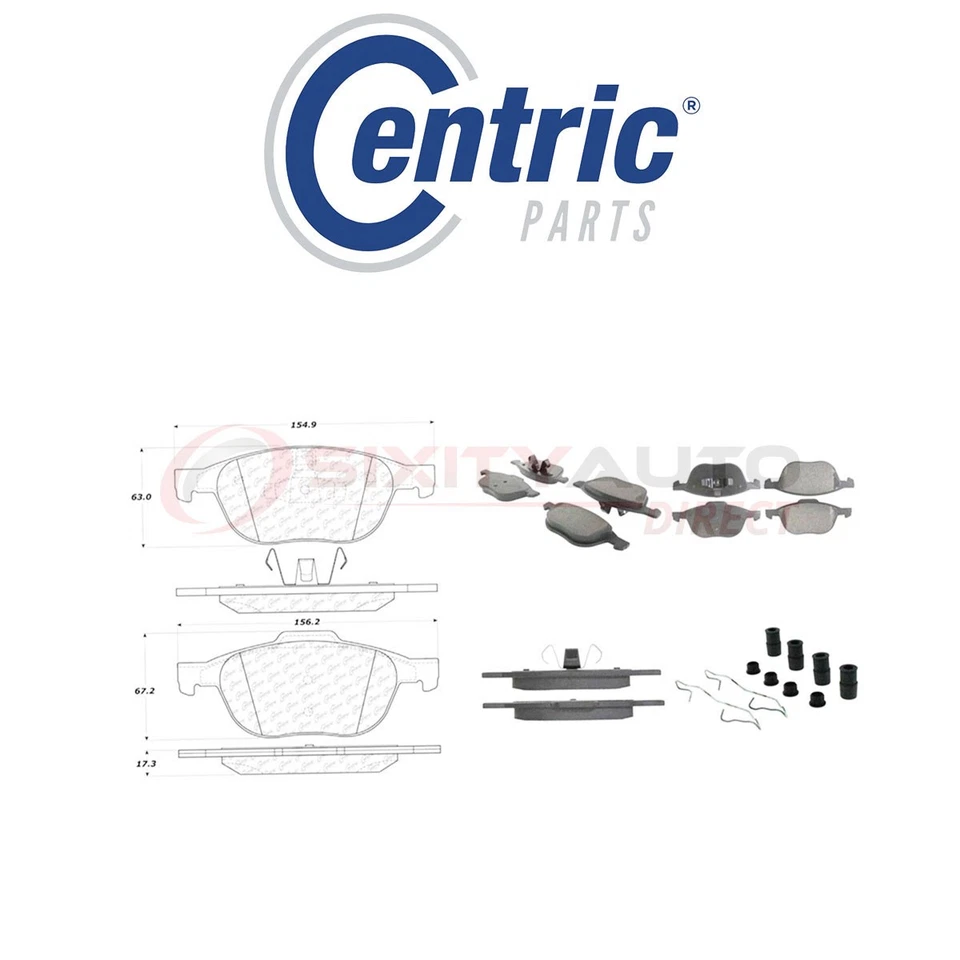 Centric Posi Quiet Metallic Brake Pads w Shims for 2013-2014 Volvo V40 Cross ov Foto 1 de 4