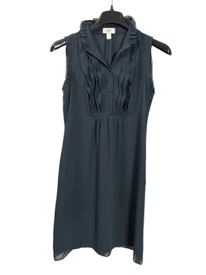 Ann Taylor Loft Sleeveless Ruffle Front Dress Size 6 Polyester Dark Teal Green - Изображение 1 из 4