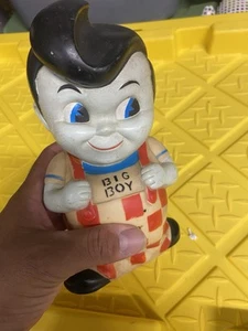 VINTAGE Big Boy Coin Bank Hard Plastic 8" w/ Stopper Retro Restaurant - Picture 1 of 6