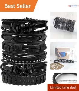 6-Piece Punk Leather Bracelets Set for Men & Women - Adjustable & Edgy Style - Picture 1 of 6