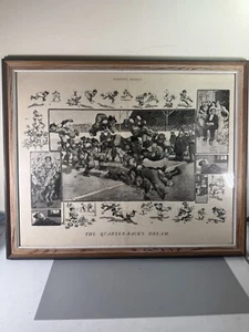 RARE 1900 Harper’s Weekly Football Print “The Quarter-Back’s Dream” Framed - Picture 1 of 12