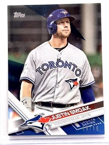 2017 TOPPS UPDATE MINI #US272 JUSTIN SMOAK “Blue” 08/10 - TORONTO BLUE JAYS - Picture 1 of 3