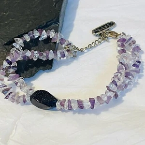 Amethyst and goldstone bracelet EAST gemstone jewellery boho natural healing - Picture 1 of 5