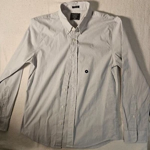 Abercrombie & Fitch Medium Blue Stripe Long Sleeve Button Down Super Slim Fit - Picture 1 of 11