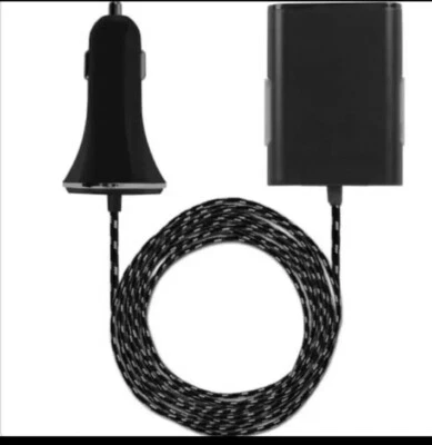 Tech&Go 9.6A Front & Back Seat Charger 4-Port 6' Braided Cable Fast Charging NEW - Image 1 of 3