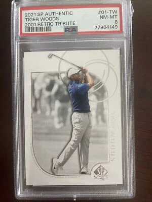 Tiger Woods 2021 Upper Deck SP Authentic Golf Retro Tribute #01-TW PSA 8 🔥 - Image 1 of 2
