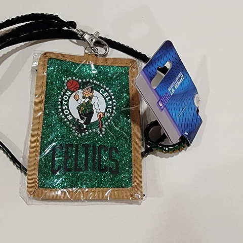 Celtics official NBA beaded lanyard wallet ID holder Jewelry NIP Cover