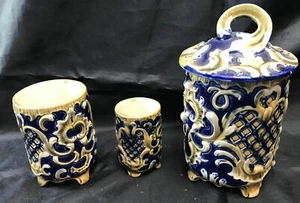 SERIE DE 3 POTS BARBOTINE ESTAMPILLÉS DE BRUYN FIVES LILLE - Picture 1 of 5