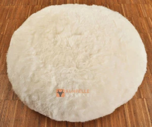 EXKLUSIVES LAMMFELL BODENKISSEN WEISS NATUR CREME SITZKISSEN 56 x 28 cm - Picture 1 of 6
