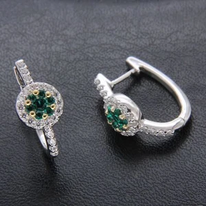 Russische Clip Creolen 2 Karat runder simulierter Diamant in 14 Karat... - Bild 1 von 6
