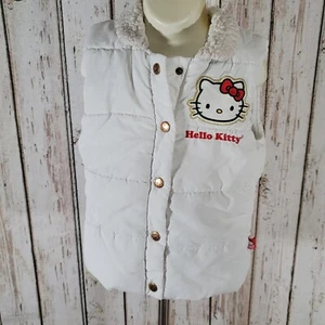 Hello Kitty gefütterte Weste Kinder S 40 Jahre Jubiläum weiß durchgehender Druckknopf Sanrio - Bild 1 von 14