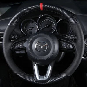 Cubierta personalizada de cuero de fibra de carbono para volante de automóvil para Mazda 3 Axela CX-5 CX-9 - Imagen 1 de 6
