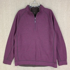 Suéter reversible para hombre Tommy Bahama L marrón 1/4 cremallera simulado cuello suéter tejido - Imagen 1 de 8