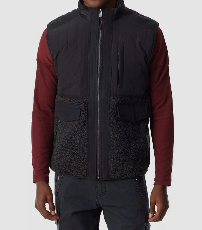 Bass Outdoor Men's Black Caviar Mixed Media Vest Jacket Size L