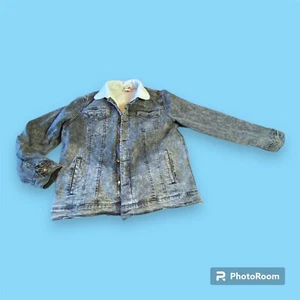 Redwood Creek Men's L Fleece Lined Faux Sherpa Gray Jean Jacket Black Wash - Picture 1 of 12