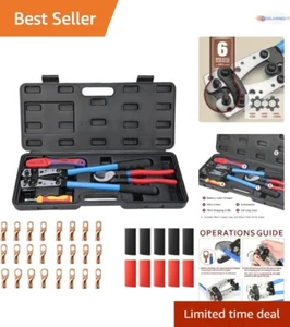 Battery Cable Crimping Tool Kit Copper 8-1/0 Ergonomic Heavy-Duty Wire Cutter - Picture 1 of 11