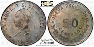 1915 PCGS UNC Detail | OAXACA - 50 Centavos 50c Coin #40211A - Picture 1 of 3