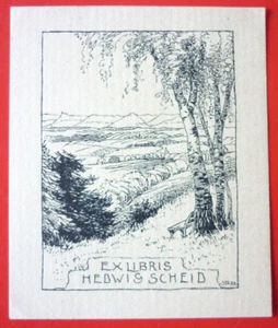 Exlibris, Bookplate " Hedwig Scheid "Landschaft - Imagen 1 de 1