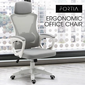 FORTIA Ergonomic Office Chair Desk Home Mesh Reclining Computer White Executive - Picture 1 of 10