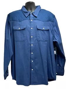 Magellan Pecos Ridge Sz. 2XL Pearl Snap Long Sleeve Shirt Moonlit Ocean Blue NWT - Picture 1 of 20