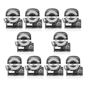 10PK Compatible with EPSON LK-5WBN LabelWorks LW-400 Black on White Tape 18mm - Picture 1 of 12