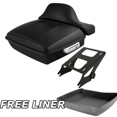Chopped Matte Black Trunk &Backrest Fit For Harley Touring Electra Glide 14-25 - Image 1 of 4