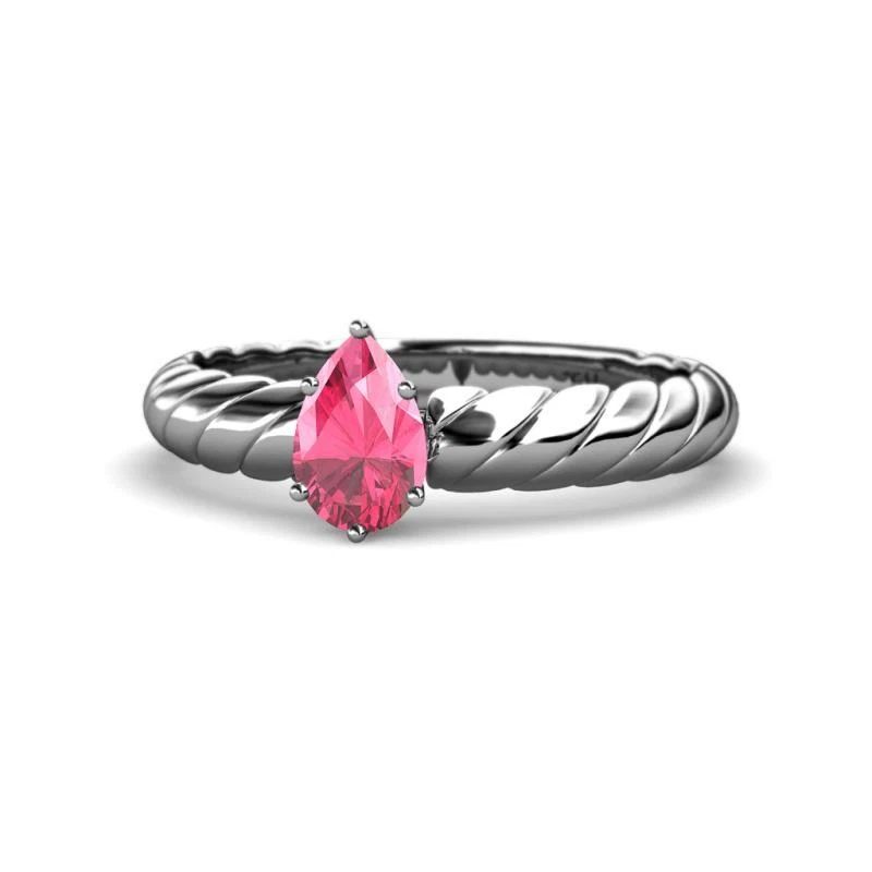 Pear Cut Pink Tourmaline Solitaire Engagement Ring 0.68 ct 14K Gold JP:125863 - Image 1 of 1