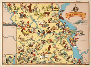 12274.Decor Poster.Vintage Interior wall art design.1935 Missouri cartoon map - Picture 1 of 1
