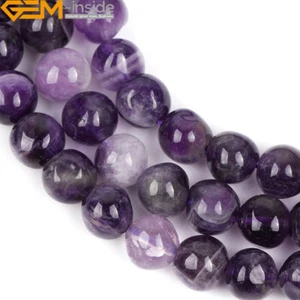 Natural Amethyst Gemstone Loose Beads Jewelry Making Strand 15'' Freeform Round - Picture 1 of 16