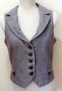 Zero Weste 38 M beige braun Fischgrat Korsett Gilet Kragen gefüttert - Bild 1 von 6