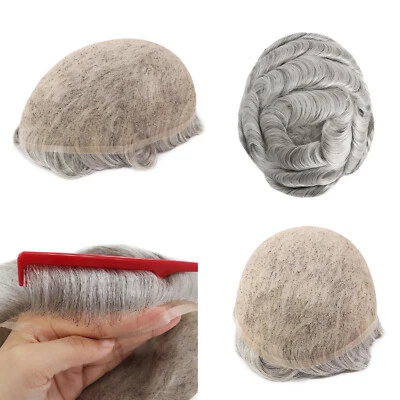Toupee Para Hombres Completo Encaje Francés Sistema de Reemplazo de Cabello Humano Pieza de Pelo Natural Foto 1 de 4