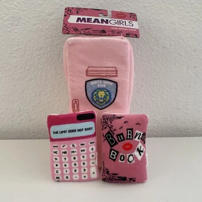 Armario de anidación de felpa rosa MEAN GIRLS y libro de quemaduras mascota perro juguete chirrido arruga Foto 1 de 4