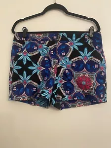 Pantalones Cortos Nicole Para Mujer Talla 8 Azul Floral Algodón Geométrico - Imagen 1 de 5