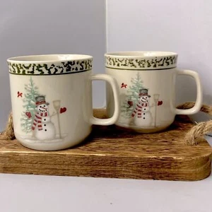 2 Stoneware We Can Build a Snowman Coffee Mugs - Picture 1 of 5