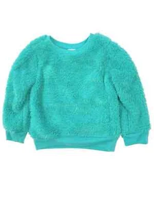 Toddler Girls Plush Fuzzy Aqua Blue & Silver Sparkle Sweatshirt Sweater 2T - Picture 1 of 1