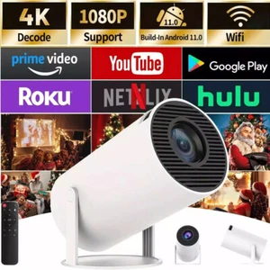 🔥5G 4K Smart Projector LED WiFi Bluetooth HDMI USB Android Office Home Theater - Picture 1 of 18