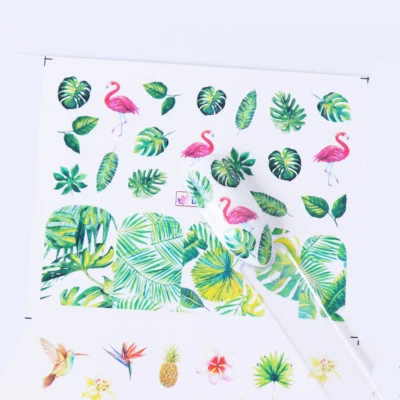 NAIL ART FLAMINGO Nail Art Water Decals Transfers Stickers Summer Palm Trees Flamingo BN866