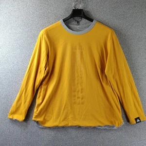 Adidas Reversible Sweatshirt Mens L-XL Gray Mustard Subdued Logo Long Sleeve - Picture 1 of 18