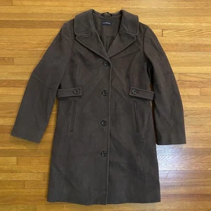 Abrigo Lands End para mujer mediano marrón mezcla de lana largo botón forrado delantero - Imagen 1 de 18