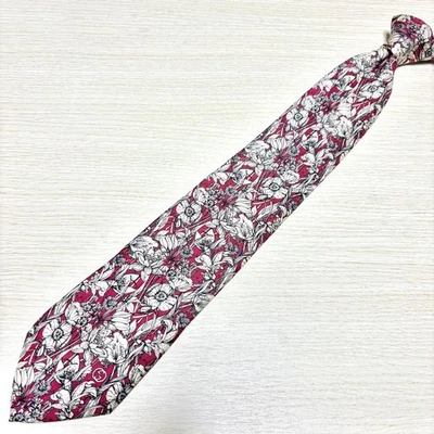 GUCCI Corbata Floral Seda Estampado Floral Botánica Elegante Usada Foto 1 de 4