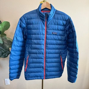 Patagonia Down Sweater Jacket Full Zip Men’s Medium Blue Puffer Insulated Hike - Picture 1 of 18
