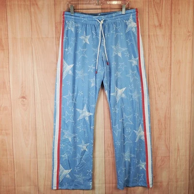 PJ Salvage Star Spangled Straight-Leg Lounge Pants Womens Medium Blue Drawstring - Image 1 of 4