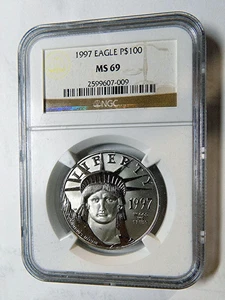 1997 $100 PLATINUM AMERICAN EAGLE  PCGS PNGC MS69 Reverse PL FIRST YEAR ISSUED - Picture 1 of 2
